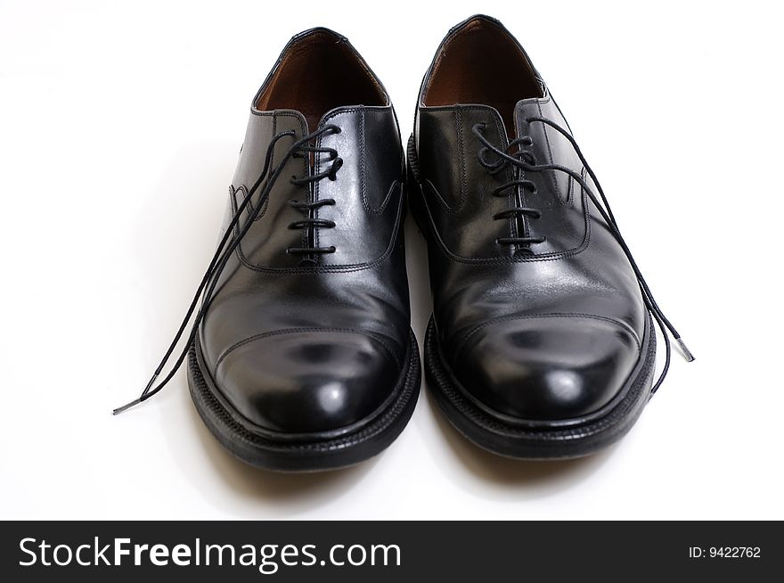 Black classik shoes on white background