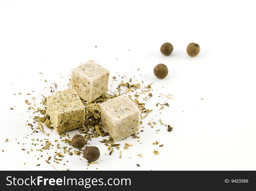 Various spices isolated on white background