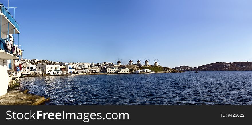 Mikonos town, Greece, panoramic view