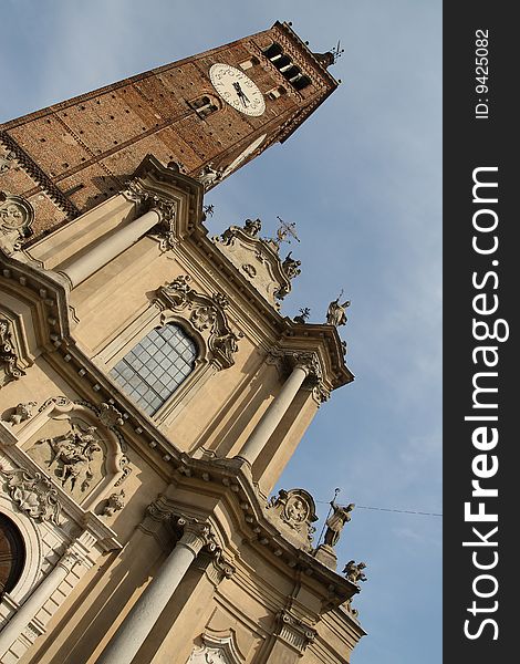 The facade of the Treviglio's dome, in Italy. The facade of the Treviglio's dome, in Italy