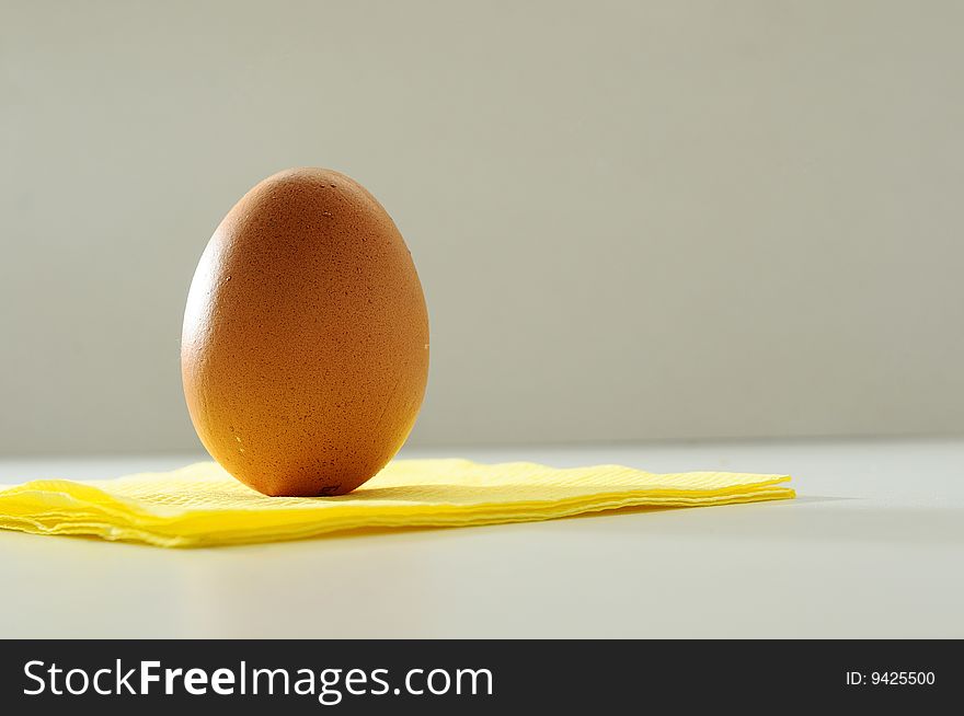 The yellow chicken egg; difuse sunlight and fleshlight. The yellow chicken egg; difuse sunlight and fleshlight