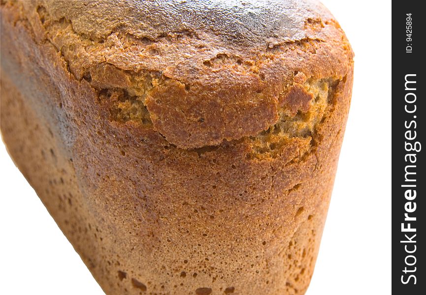 Fresh dark bread on white background