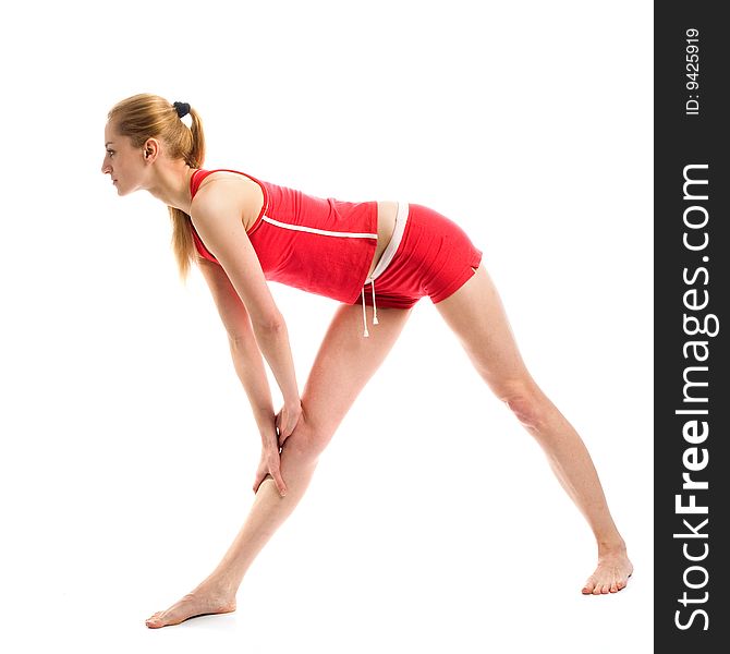 Blond Girl Doing Gymnastic Exercises