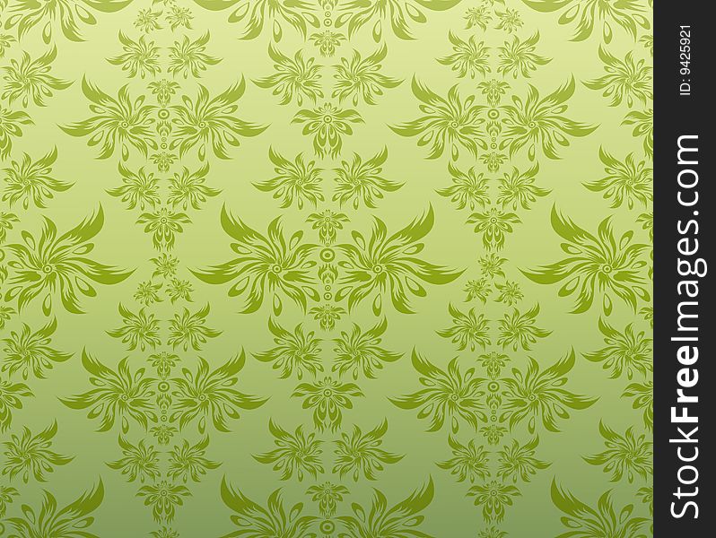 Vector decorative floral ornament on a green background. Vector decorative floral ornament on a green background