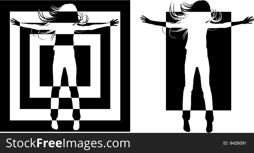 The vector abstract silhouette girl