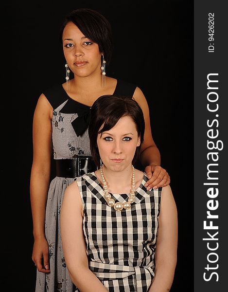 Pretty teenage women on black background. Pretty teenage women on black background
