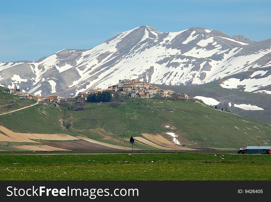 Spring the plateau of Castelluccio. Spring the plateau of Castelluccio