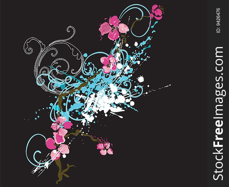 Illustration of flowers on a grungy background