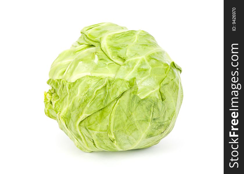 Round cabbage on a white background