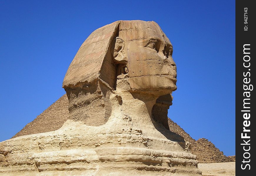 The Sphinx and the pyramids in Giza