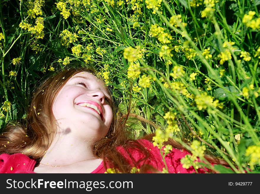 Girl in green grass