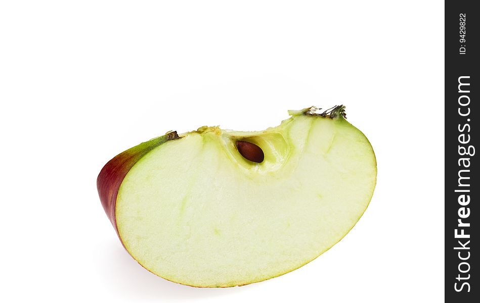 Red cut apple on a white background