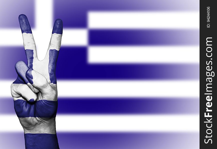 Greek flag and peace sign