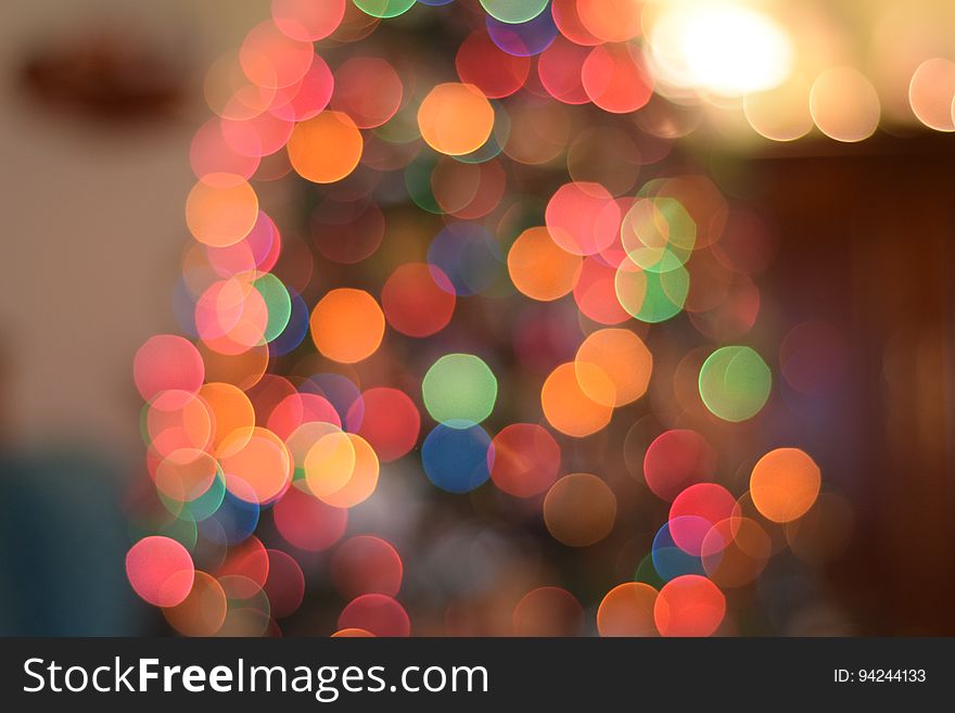 Defocused Image of Illuminated Christmas Tree