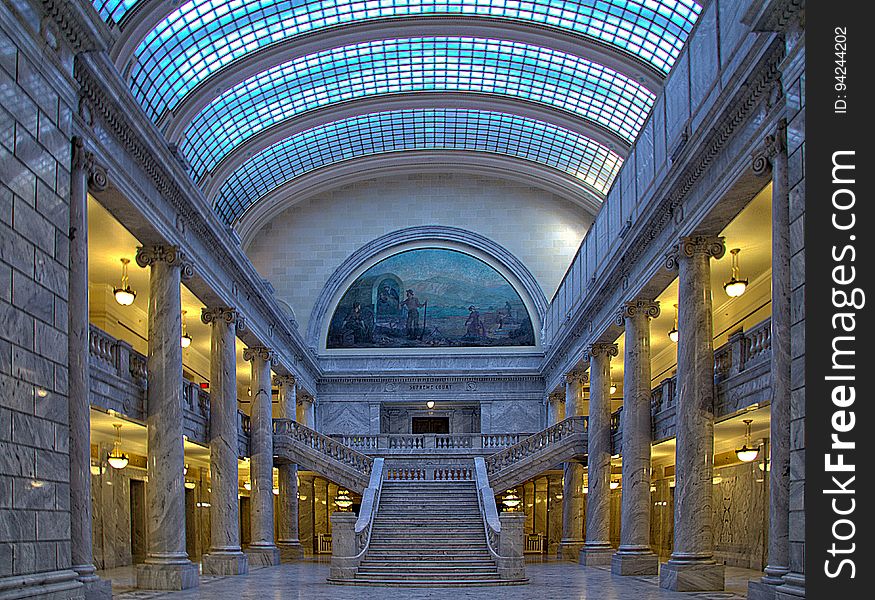 West atrium in the second floor of Utah State Capitol in Salt Lake City.