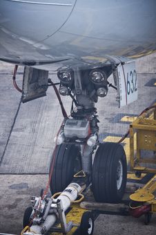 Front Wheel Of Aircraft Stock Image