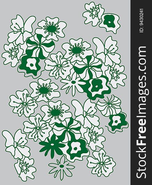 Abstract  floral green background,  illustration