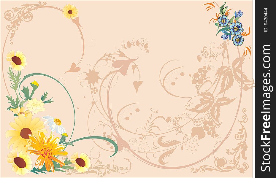 Yellow And Brown Floral Background