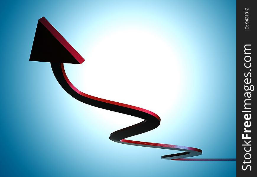 Red upward arrow icon 3d render