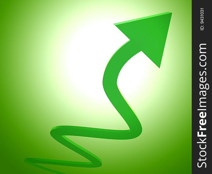 Green upward arrow icon  3d render