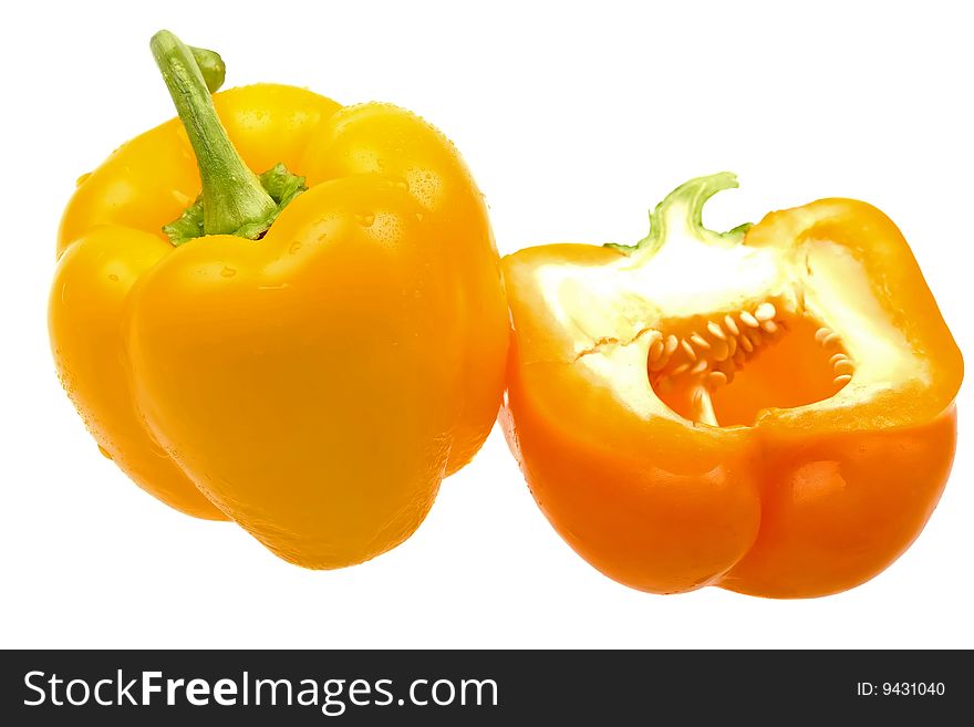 Paprika With Water Drops Isolated On White