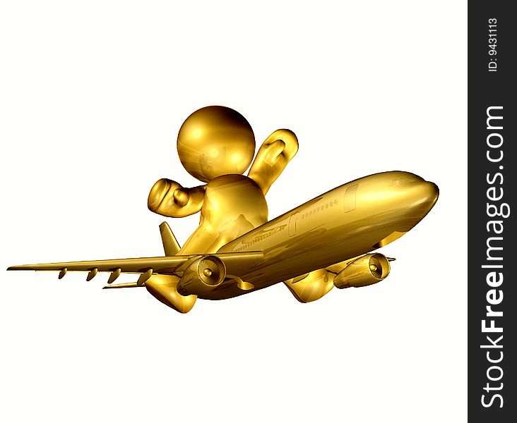 3d figure icon cathing air plane. 3d figure icon cathing air plane