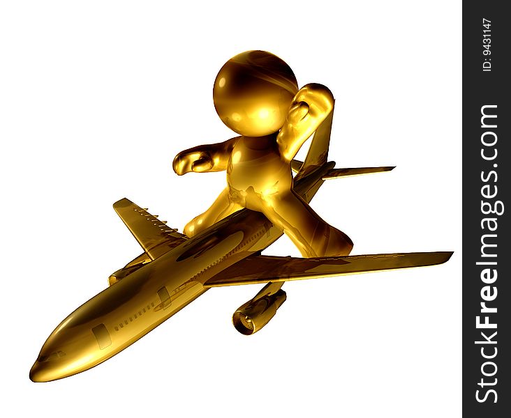 3d figure icon cathing air plane. 3d figure icon cathing air plane