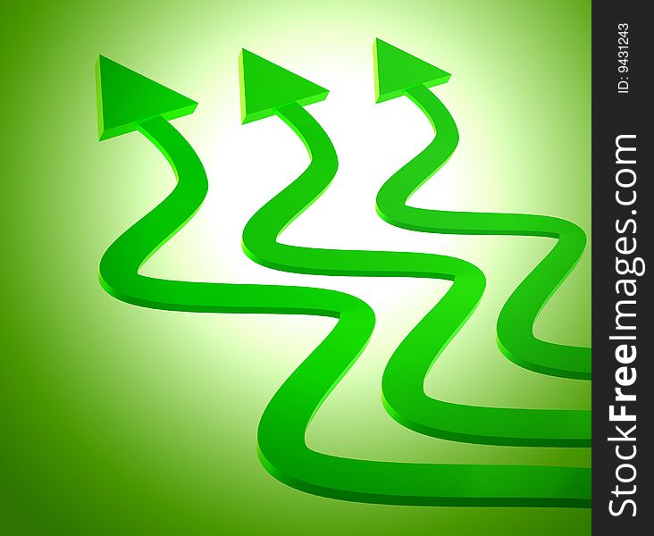 Green upward arrow icon  3d render