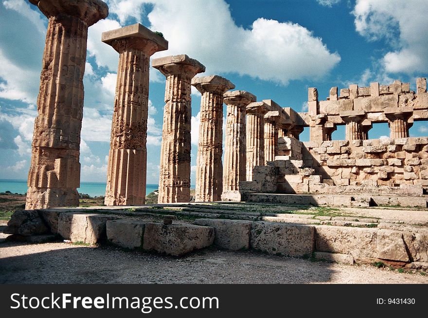 A Greek temple situated in the ancient city of Selinunte. A Greek temple situated in the ancient city of Selinunte.