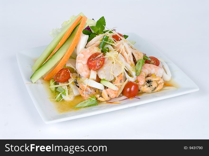 Fresh Shrimp salad with tomatoes and lemongrass
