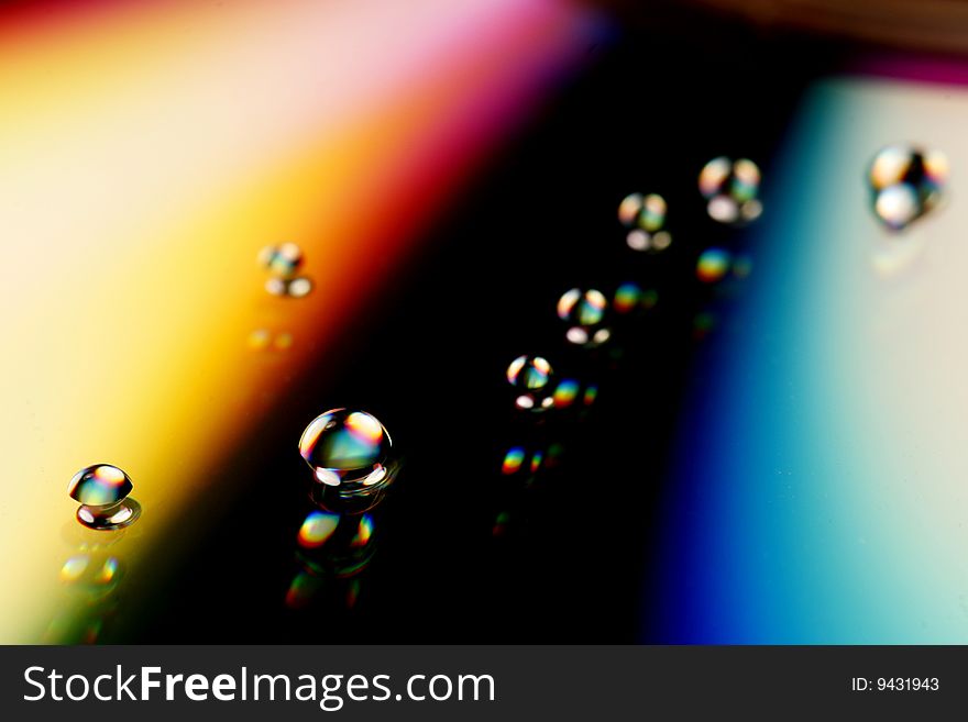 Colorful water drops