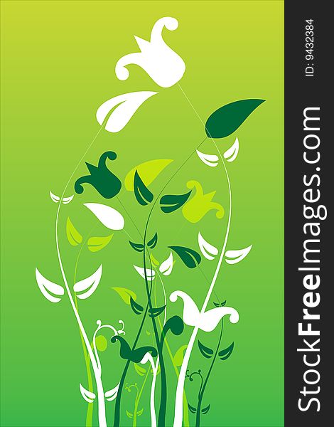 Green floral background vector illustration