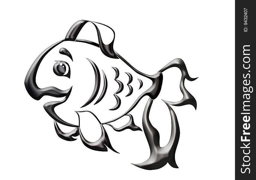 Illustration of metallic fish on white background. Illustration of metallic fish on white background