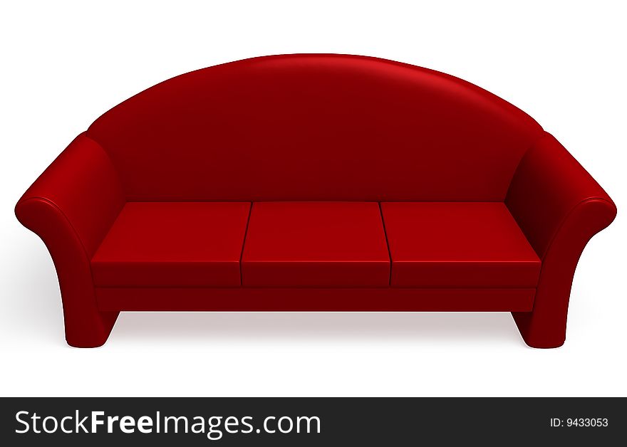 Isolated red couch on a white background