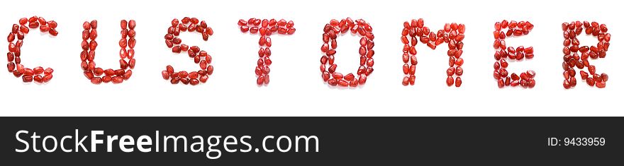 Red pomegranate letters for buyer