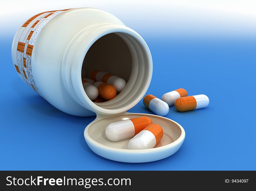 Orange Pills In Container