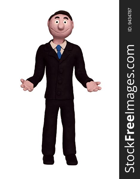 A clay model of a welcoming businessman. A clay model of a welcoming businessman