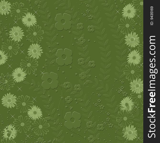 Background made of green flower shapes. Background made of green flower shapes