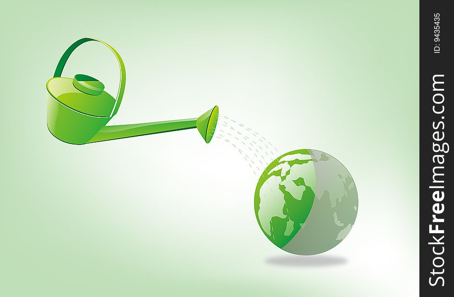 clean the earth and the green background