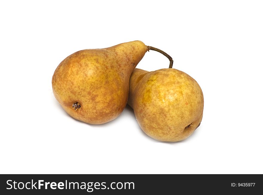 Photo of two isolated pears