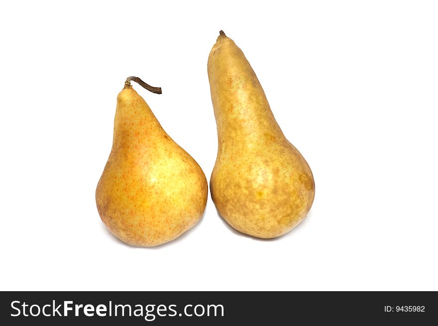 Photo of two isolated pears