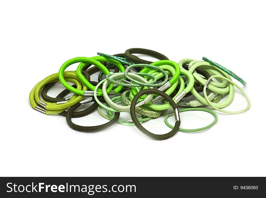 Green elastic bands for hair