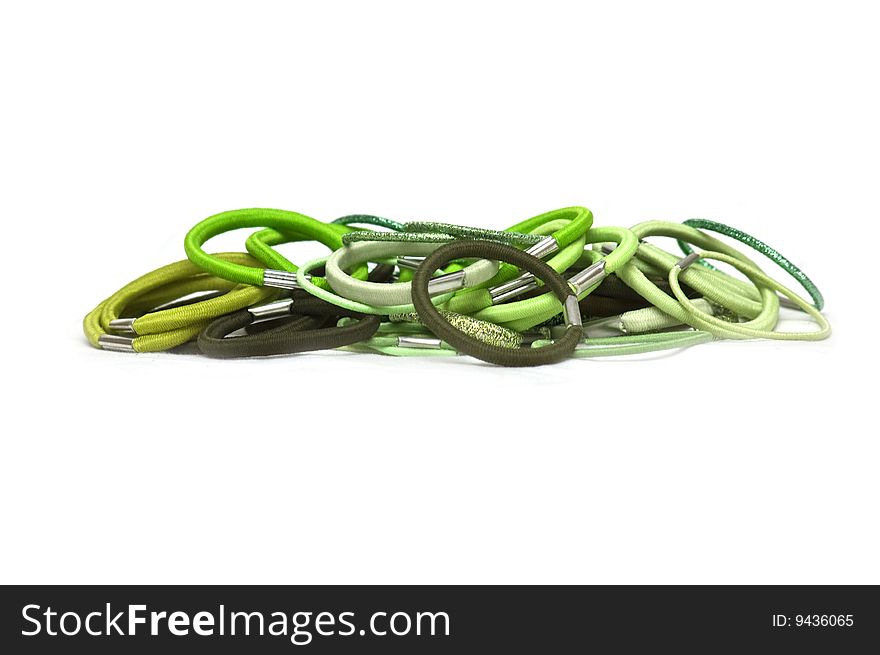 Green elastic bands for hair