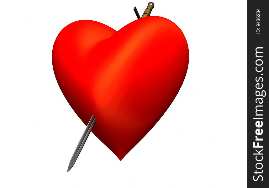 A long sword striking through the heart. A long sword striking through the heart