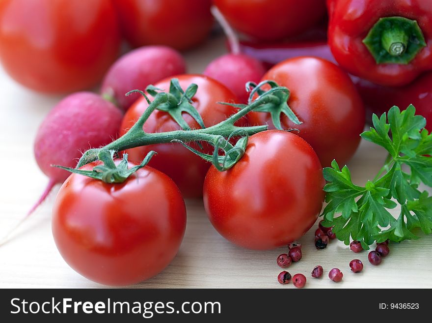 Mixed vegetables with red bell pepper