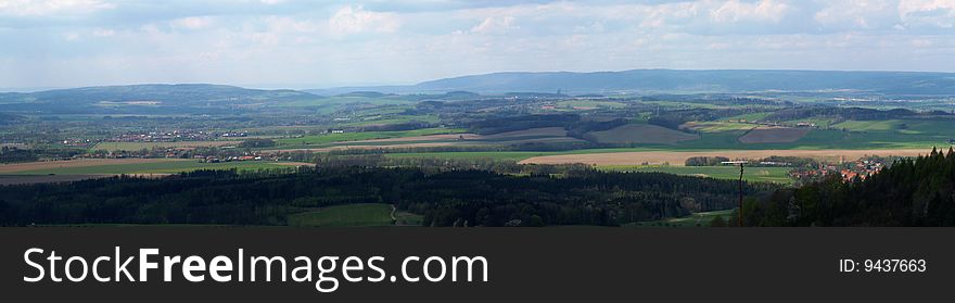 Panorama of Czech country in north-eastern Moravia