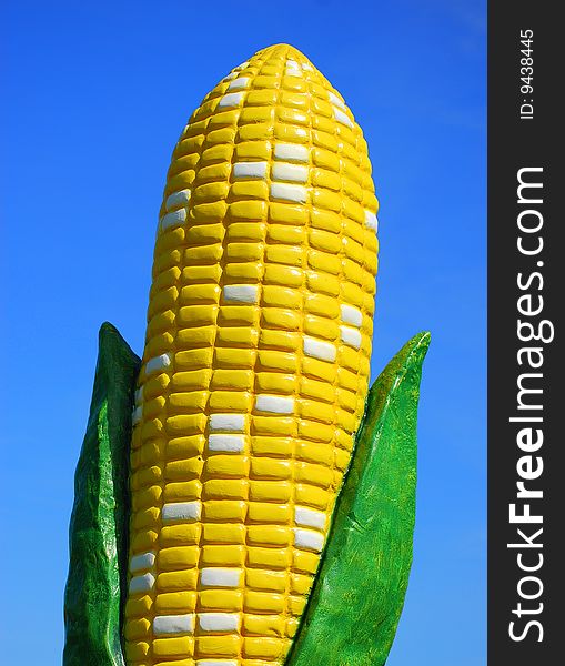 Corn against vivid blue sky. Corn against vivid blue sky