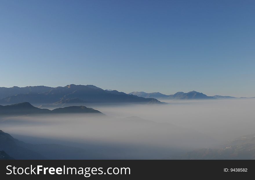 High mountain with blue sky