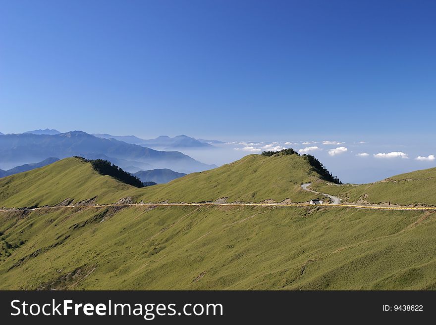 High mountain with blue sky