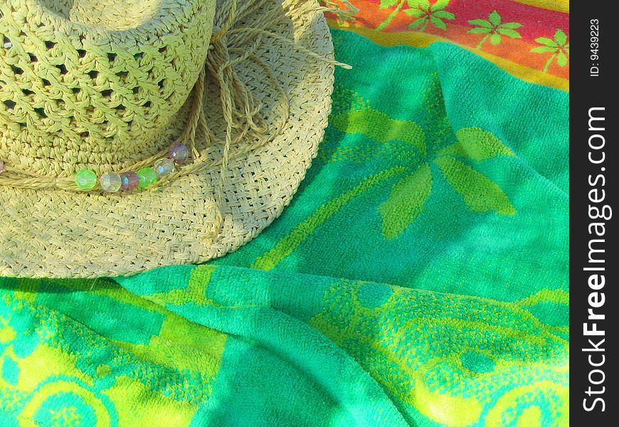 Beach and towel on sand. Beach and towel on sand